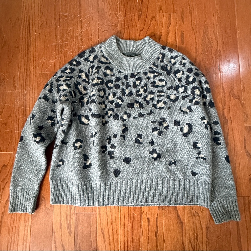 Rag & Bone Gray Leopard Print Sweater